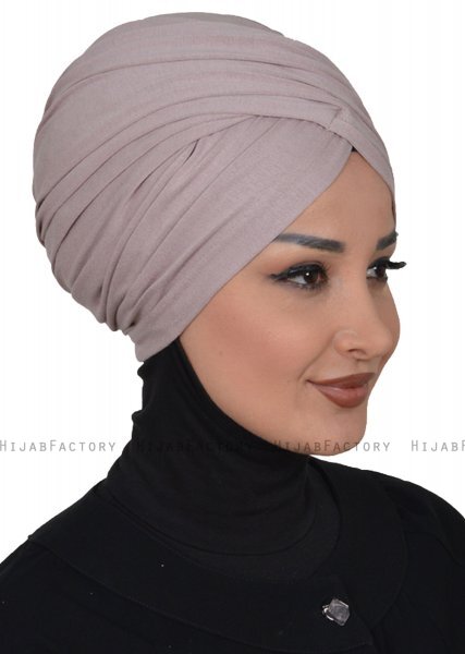 Fiona - Taupe Bomull Turban - Ayse Turban