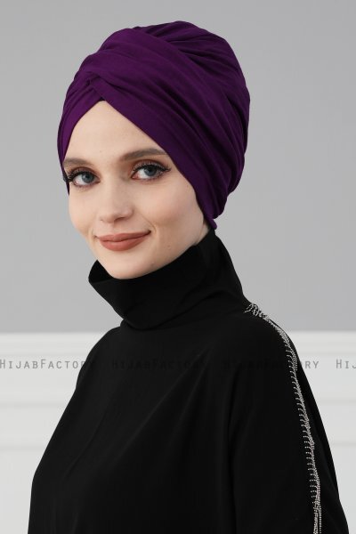 Fiona - Lila Bomull Turban - Ayse Turban