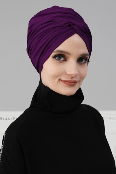 Fiona - Lila Bomull Turban - Ayse Turban
