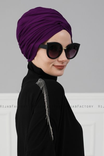 Fiona - Lila Bomull Turban - Ayse Turban