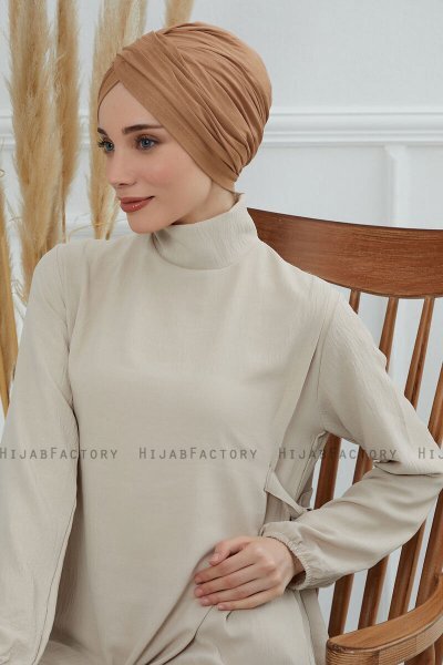 Fiona - Ljusbrun Bomull Turban