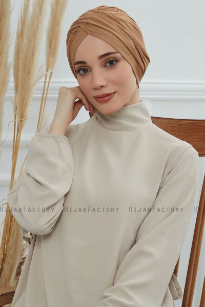 Fiona - Ljusbrun Bomull Turban