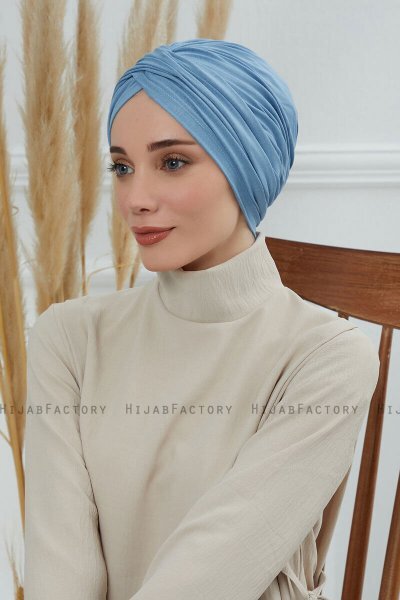 Fiona - Sky Blue Bomull Turban