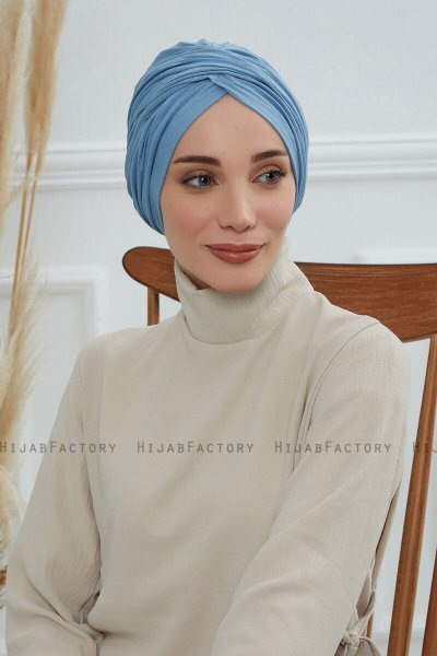 Fiona - Sky Blue Bomull Turban