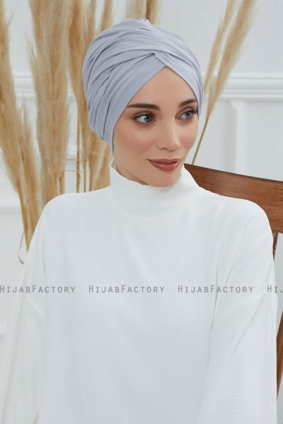 Fiona - Ljusgrå Bomull Turban
