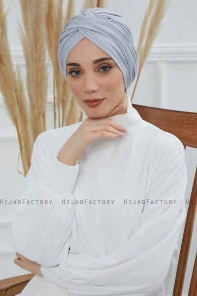 Fiona - Ljusgrå Bomull Turban