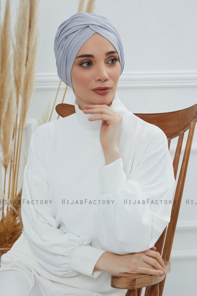 Fiona - Ljusgrå Bomull Turban