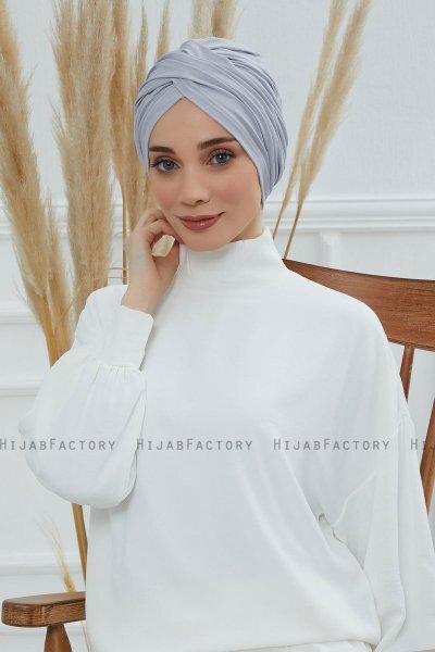Fiona - Ljusgrå Bomull Turban