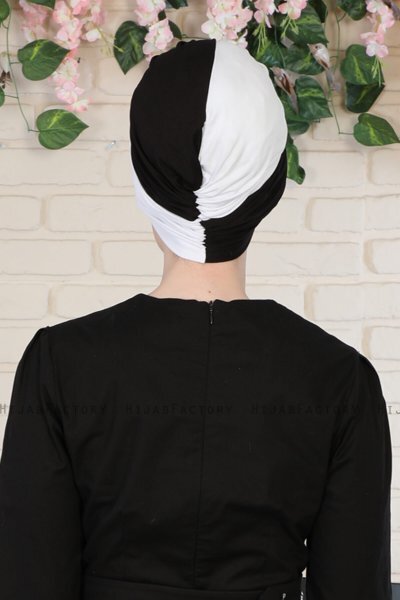 Fiona - Vit & Svart Bomull Turban