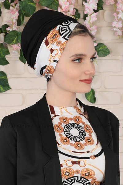 Fiona - Black Elegant Bomull Turban