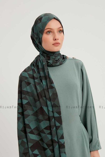 Banou - Petrolblå Mönstrad Hijab