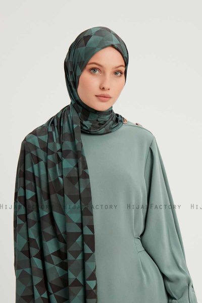 Banou - Petrolblå Mönstrad Hijab