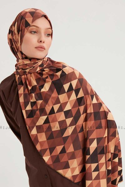 Banou - Brun Mönstrad Hijab