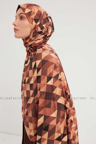 Banou - Brun Mönstrad Hijab