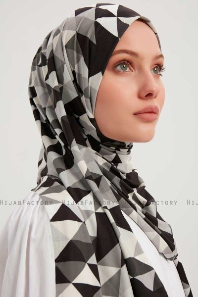 Banou - Svart Mönstrad Hijab