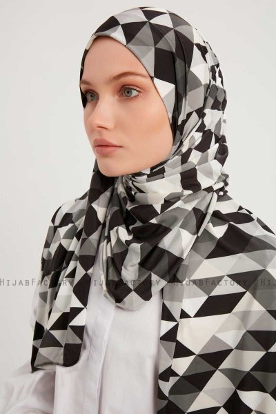 Banou - Svart Mönstrad Hijab