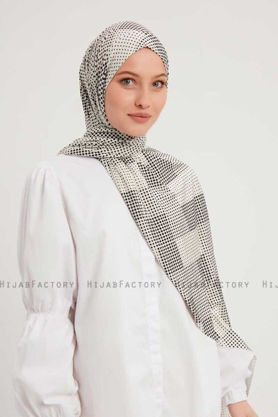 Nurgul - Ljusgrå Mönstrad Hijab