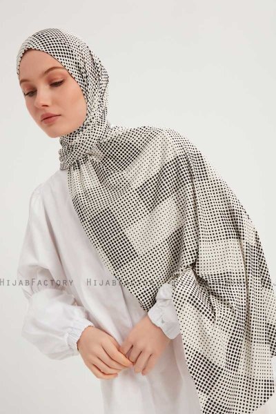 Nurgul - Ljusgrå Mönstrad Hijab