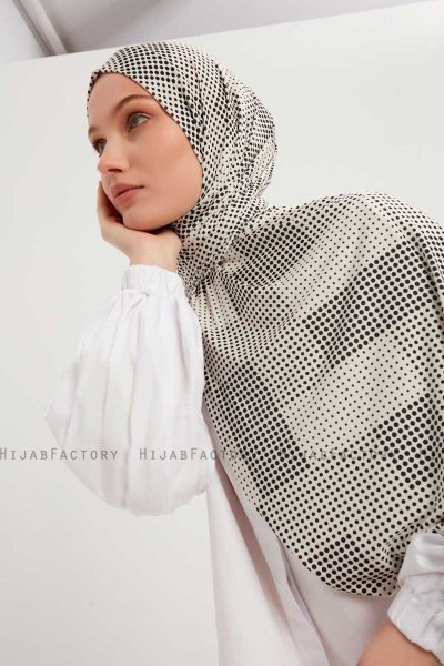 Nurgul - Ljusgrå Mönstrad Hijab