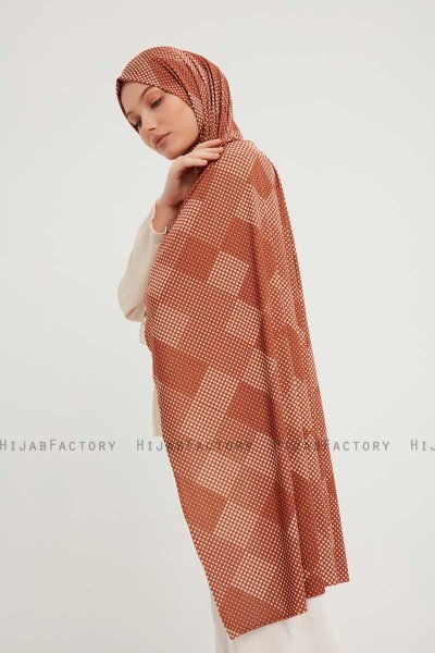 Nurgul - Brun Mönstrad Hijab