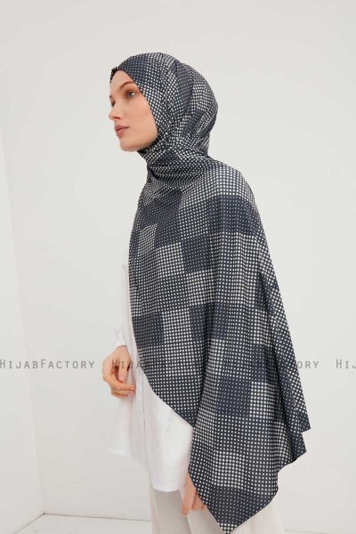 Nurgul - Marinblå Mönstrad Hijab