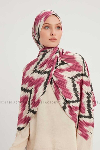 Tansu - Mörkrosa Mönstrad Hijab
