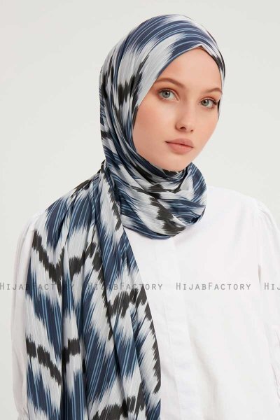 Tansu - Marinblå Mönstrad Hijab