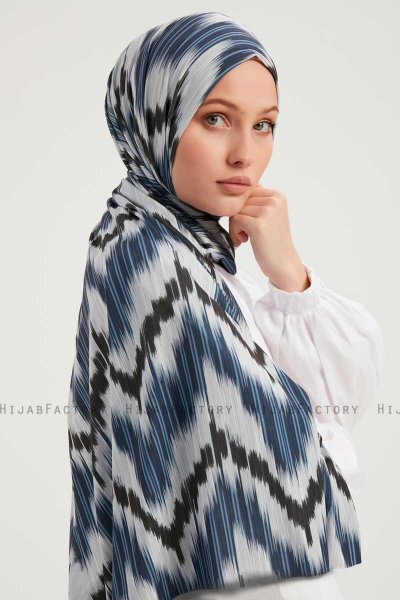 Tansu - Marinblå Mönstrad Hijab