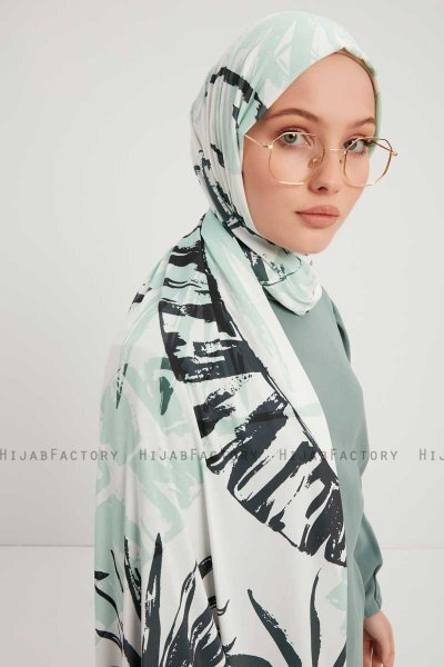 Ezmeray - Ljusgrön Mönstrad Hijab