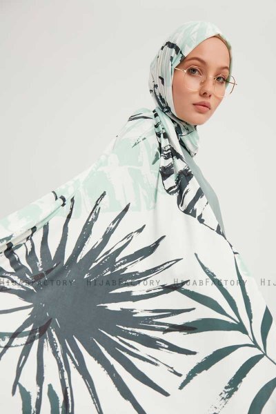 Ezmeray - Ljusgrön Mönstrad Hijab