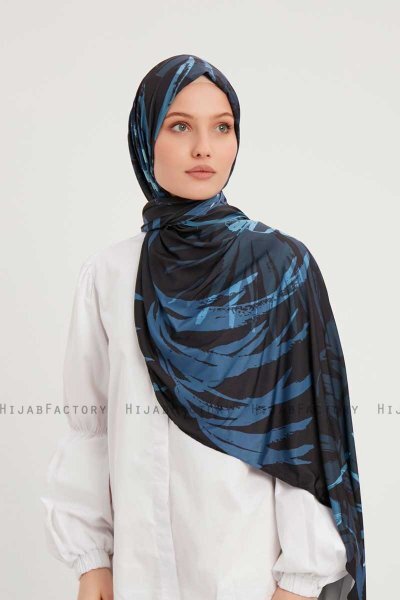 Ezmeray - Marinblå Mönstrad Hijab