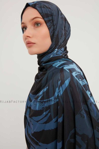 Ezmeray - Marinblå Mönstrad Hijab