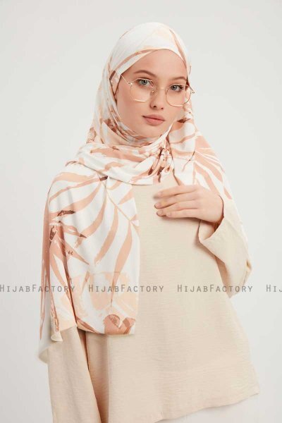 Ezmeray - Beige Mönstrad Hijab