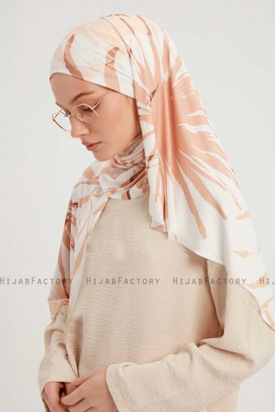 Ezmeray - Beige Mönstrad Hijab