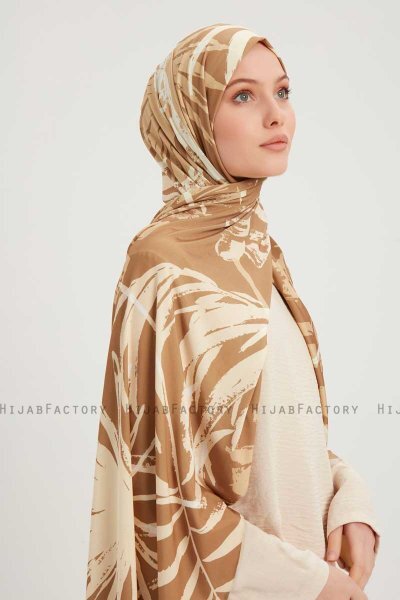 Ezmeray - Brun Mönstrad Hijab