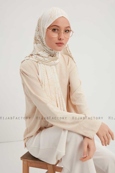 Fadime - Pearl White Mönstrad Hijab