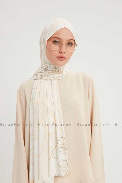 Fadime - Pearl White Mönstrad Hijab