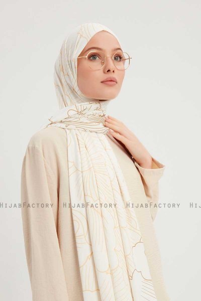 Fadime - Pearl White Mönstrad Hijab