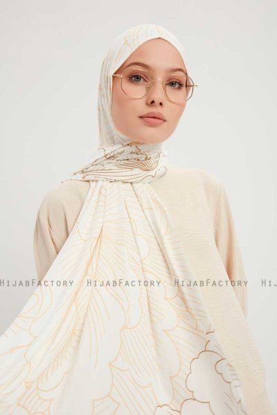 Fadime - Pearl White Mönstrad Hijab