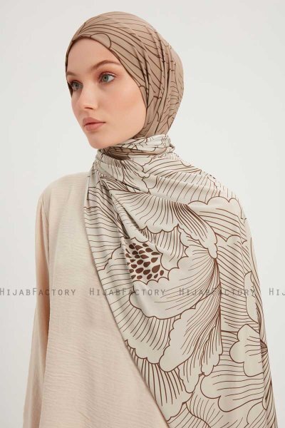 Fadime - Ljusbrun Mönstrad Hijab