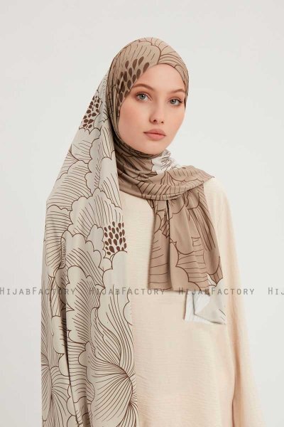 Fadime - Ljusbrun Mönstrad Hijab