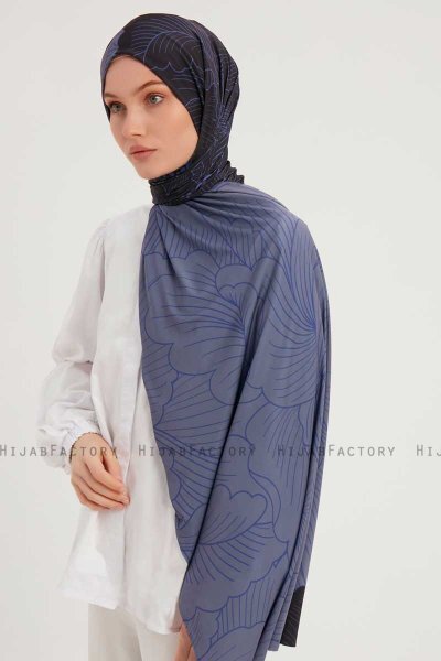 Fadime - Marinblå Mönstrad Hijab