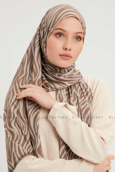 Hafiz - Ljusbrun Mönstrad Hijab