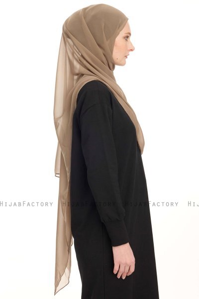 Chiffon Hijab - Mörk Taupe