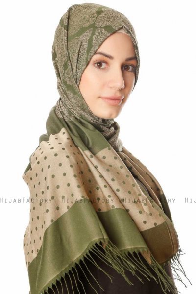 Alev - Khaki Mönstrad Hijab
