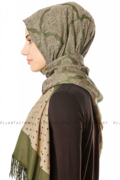 Alev - Khaki Mönstrad Hijab