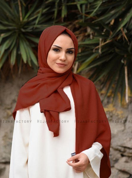 Alida - Mörk Tegelröd Bomull Hijab - Mirach