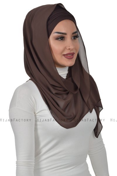 Alva - Brun Praktisk Hijab & Underslöja