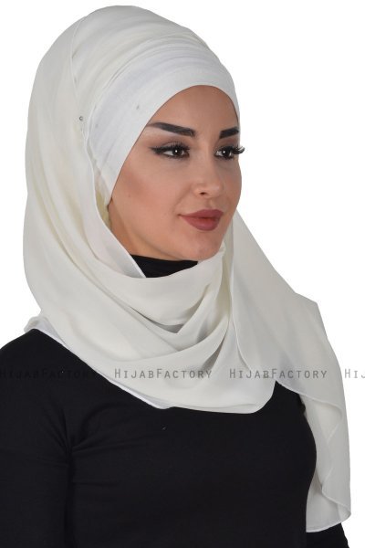 Alva - Creme Praktisk Hijab & Underslöja