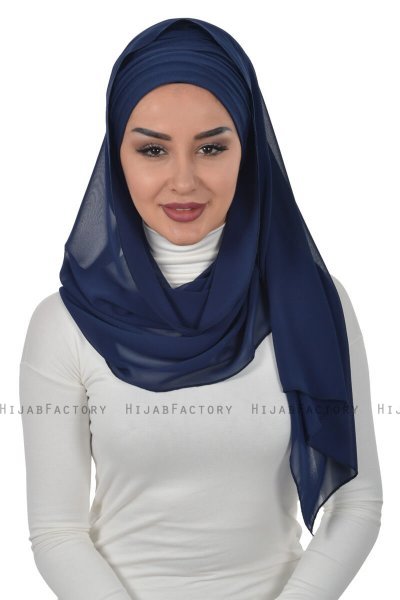 Alva - Marinblå Praktisk Hijab & Underslöja